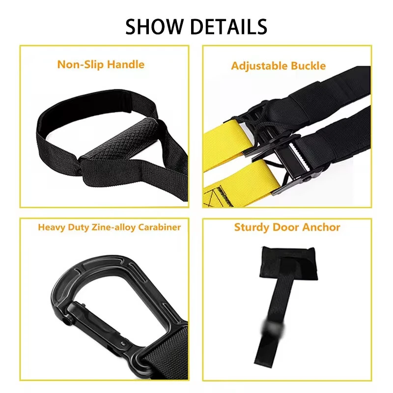 (image for) 400kg Max Capacity 2.1m Length Resistance Band Set with Handles and Door Anchor Home Gym Full Body Workout Kit Anti-Snap Design