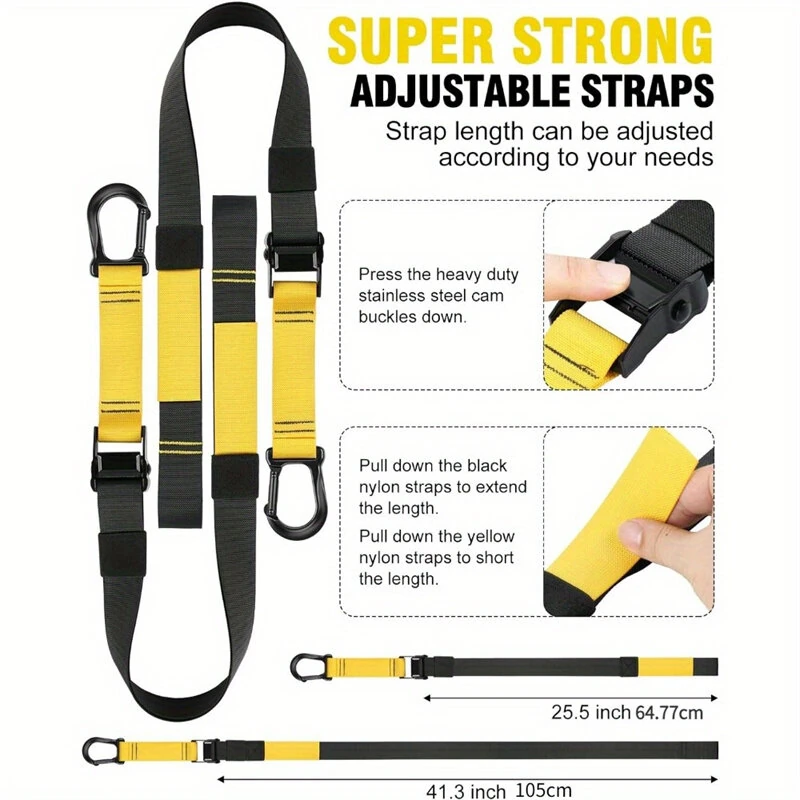 (image for) 400kg Max Capacity 2.1m Length Resistance Band Set with Handles and Door Anchor Home Gym Full Body Workout Kit Anti-Snap Design