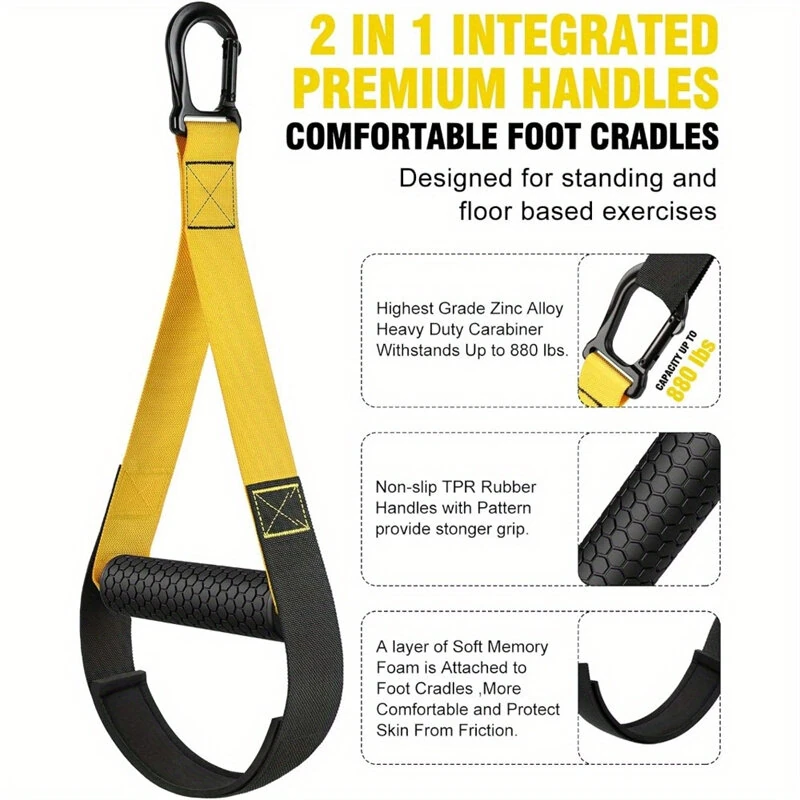 (image for) 400kg Max Capacity 2.1m Length Resistance Band Set with Handles and Door Anchor Home Gym Full Body Workout Kit Anti-Snap Design