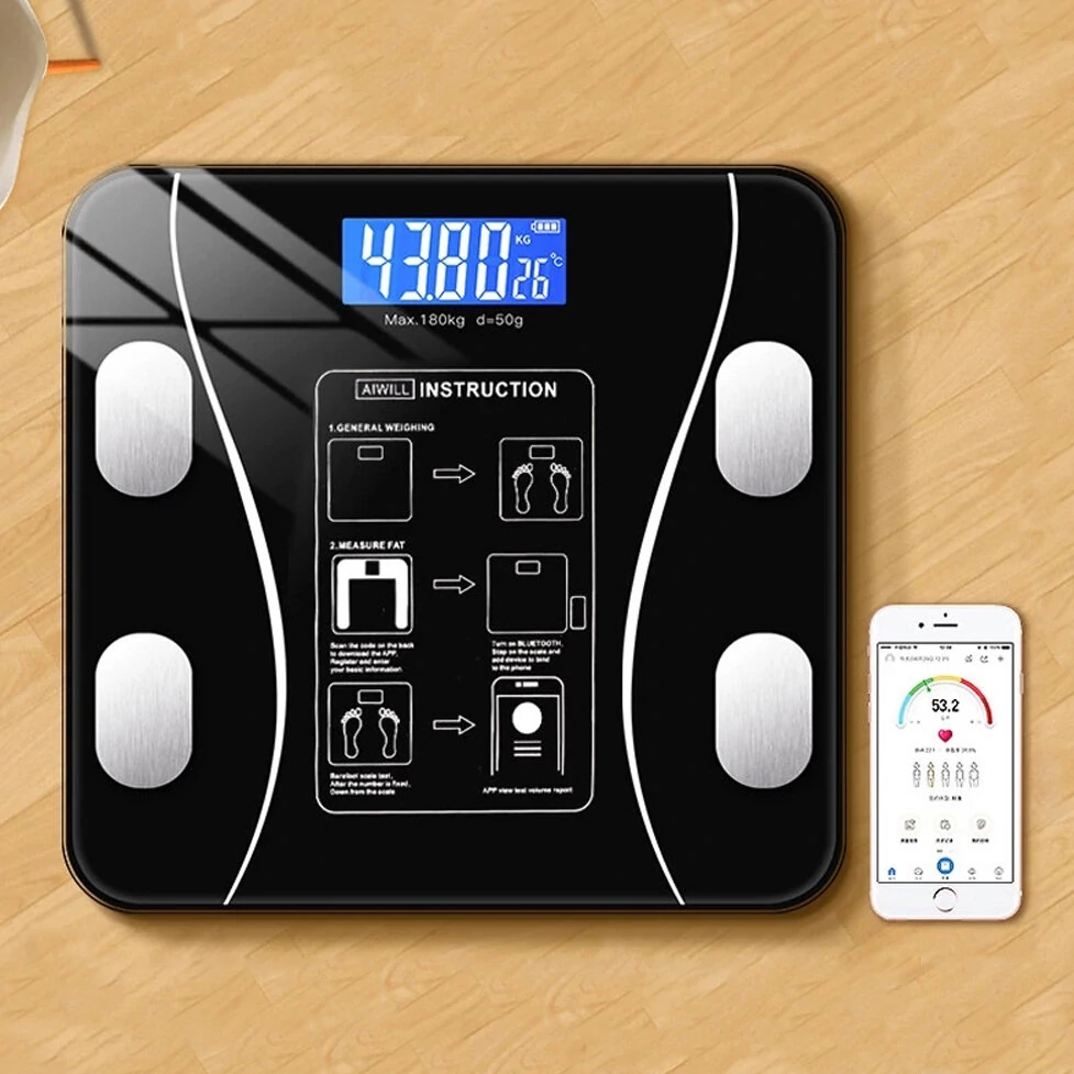 (image for) KALOAD&reg; USB+Solar Powered Body Fat Scale BMI Scales Smart Wireless Digital Bathroom Weight Scale Body Composition Analyzer