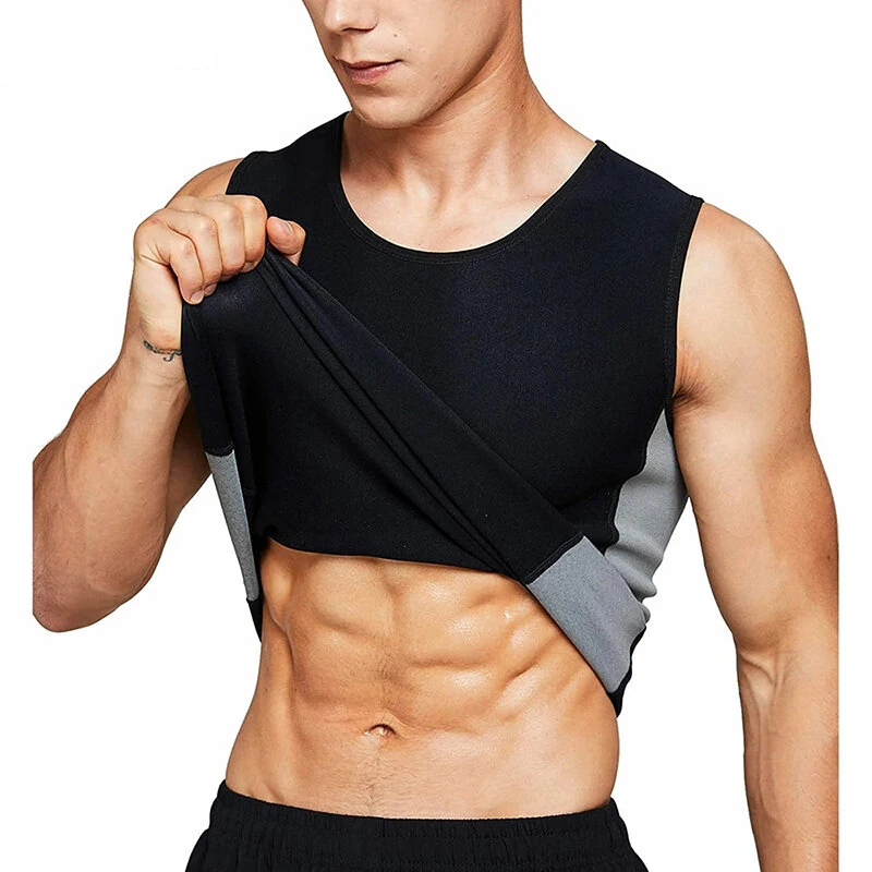 (image for) Men's Sweat Sauna Suit Shaper Stretch Breathable Sweat Absorbing Zip Up Sportswear Fitness Vest for Losing Weight Fitness