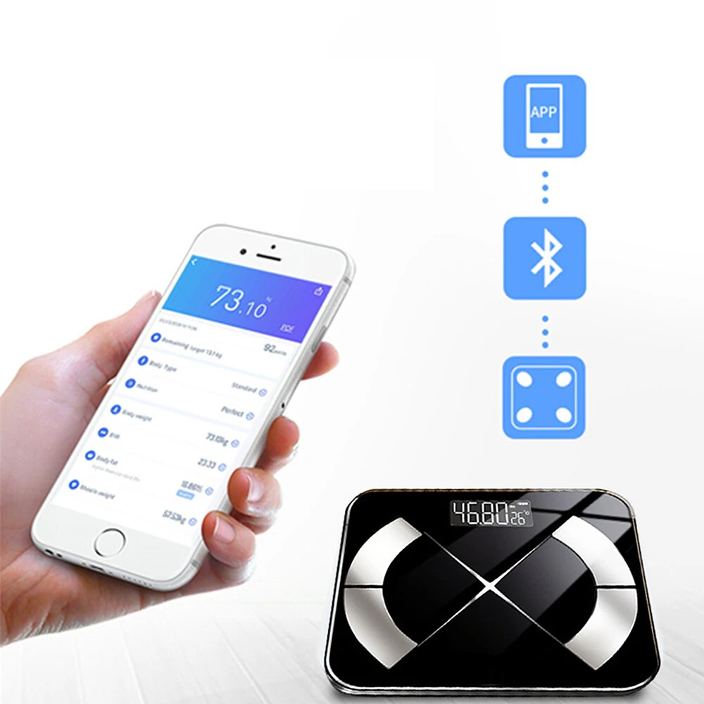 Smart Wireless Body Scale 25 Key Body Data Analyze 3 Units Switch App Composition Monitoring 19 Languages Support 180kg Accurate Weight Scale (image for) Smart Wireless Body Scale 25 Key Body Data Analyze 3 Units Switch App Composition Monitoring 19 Languages Support 180kg Accurate Weight Scale