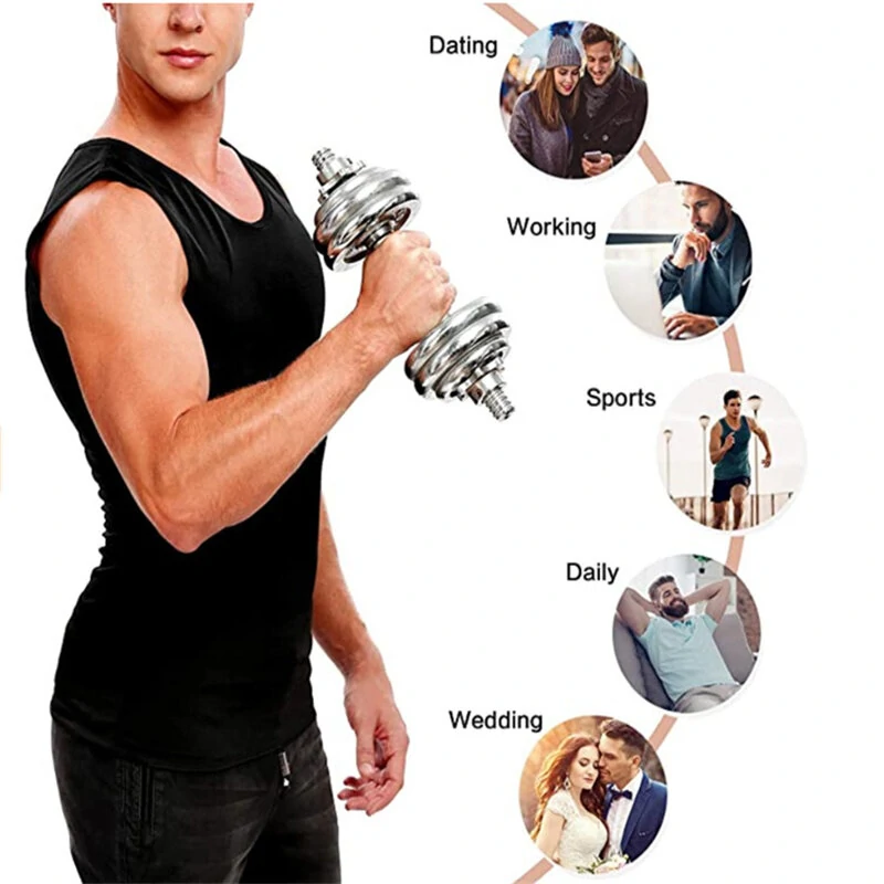 (image for) TENGOO Men Sauna Shaper Vest Thermo Sweat Shapewear Tummy Control Slimming Tank Top Gym Fitness Workout Zipper Corset Shirt for Fat Burning